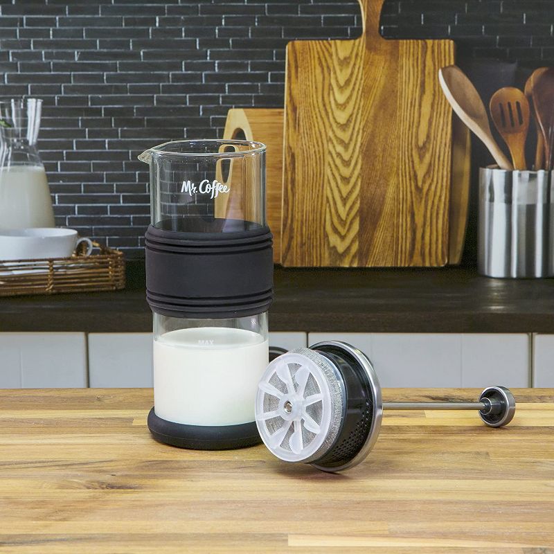 Mr. Coffee BVMCMMF Manual Pump Microwavable Glass Jar Home Milk Frother for High Quality Gourmet Coffee/Tea Drinks