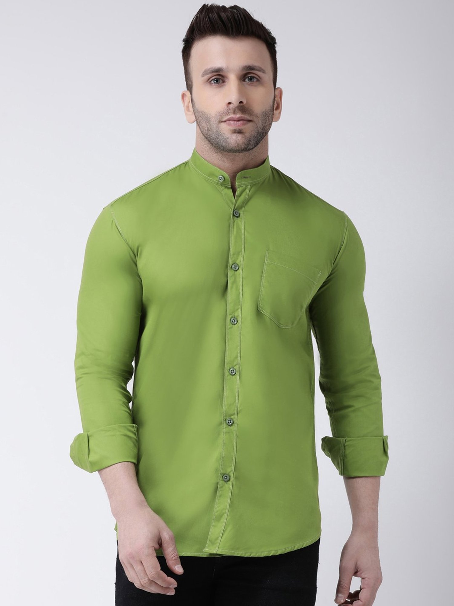 Hangup Plus Green Slim Fit Pure Cotton Shirt