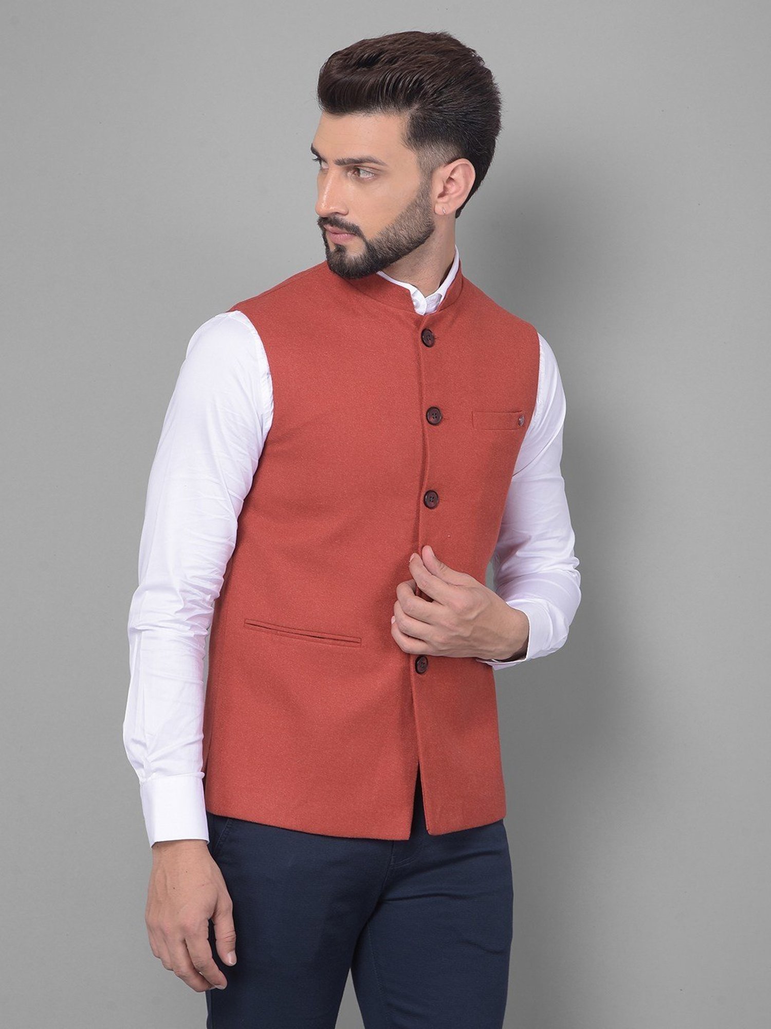 VASTRAMAY Teal Green Regular Fit Printed Nehru Jacket