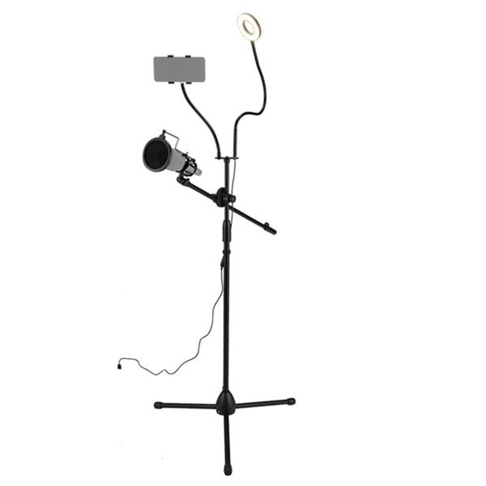 3.5" Selfie Ring Light with Tripod Stand & Cell Phone Holder & Mic stand & Pop Filter for Live Stream / Makeup Compatible with iPhone and Android Smartphone