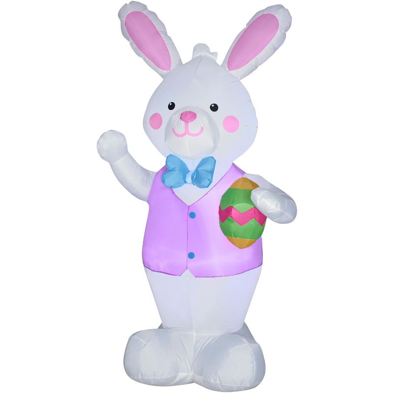 Northlight Easter 4' Inflatable Prelit Bunny Driving an Egg Car Outdoor Decoration - White/Pink
