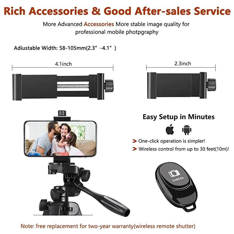 57 inch Phone Tripod  Lightweight Tripod Aluminum Portable Smartphone Tripod with Phone Holder amp Remote Shutter and Carry Bag for Travel amp Video Shooting Black