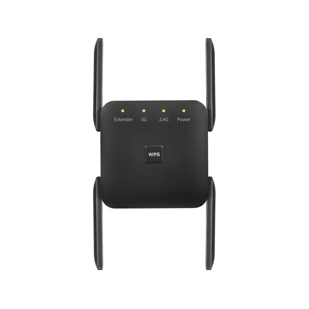 1200Mbps Dual Frequency 2.4G/5G Wireless Repeater WiFi Signal Amplifier WiFi Range Extender for Home Office Black US Plug