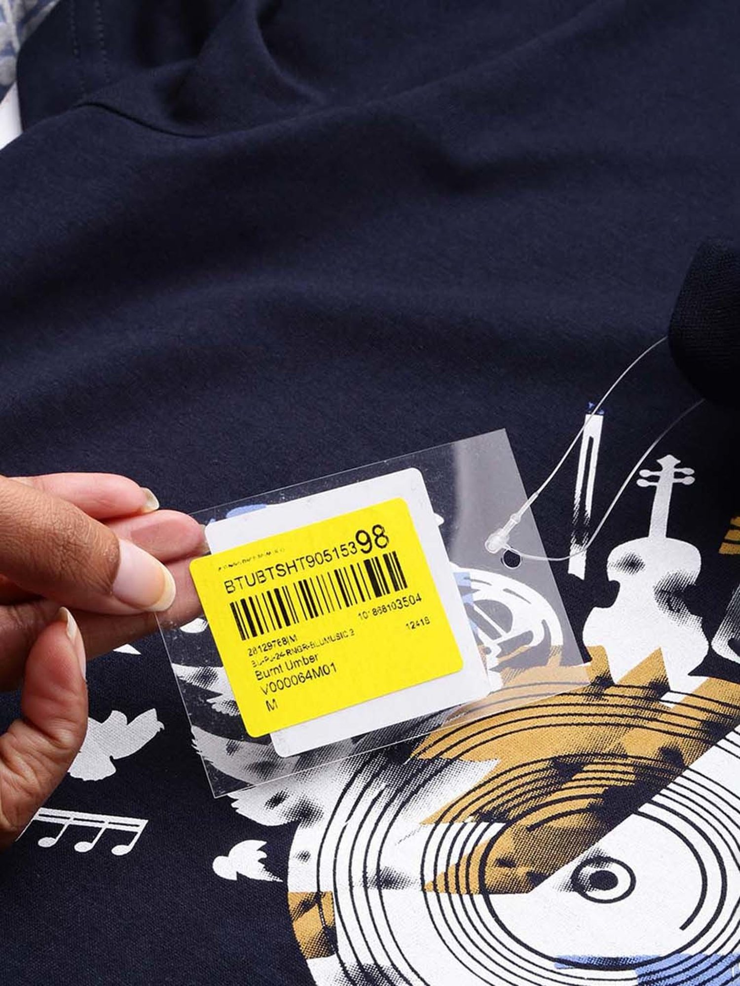 Burnt Umber Navy Regular Fit Printed T-Shirt