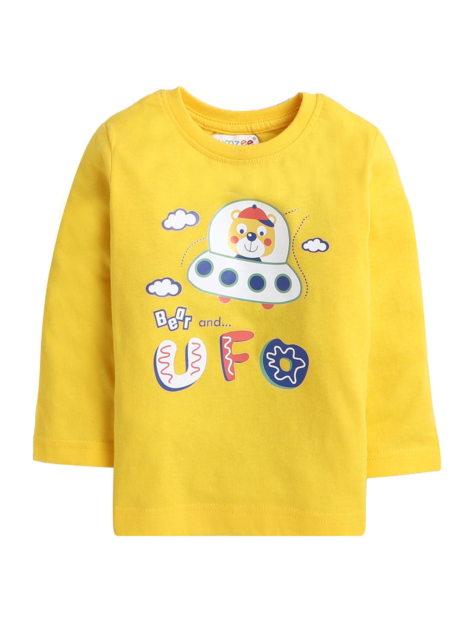 Bumzee Kids Navy & Yellow Printed Full Sleeves T-Shirts (Pack Of 2)