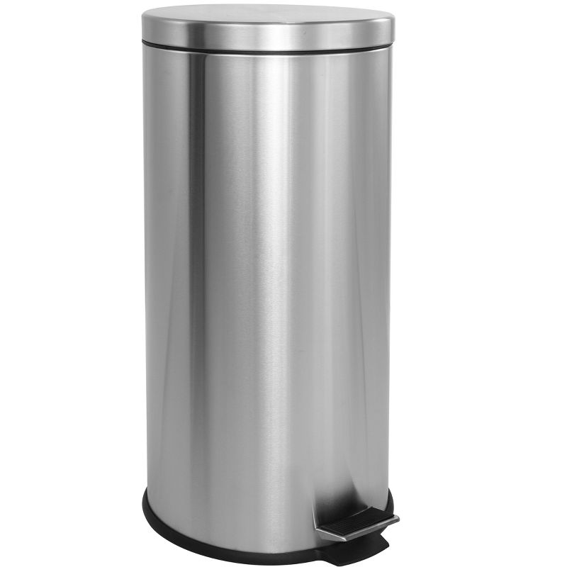 happimess Oscar 8-Gallon Step-Open Trash Can with FREE Mini Trash Can, Stainless Steel 