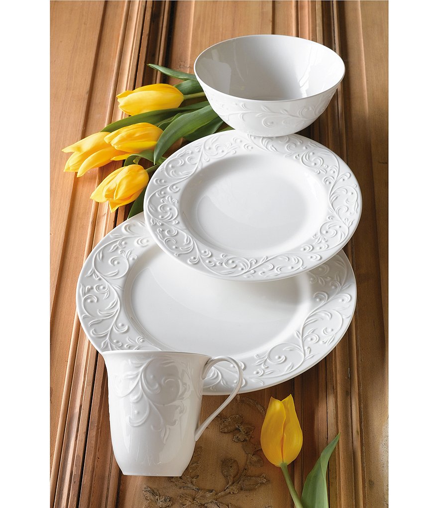 Lenox Opal Innocence Carved Scroll Porcelain Serving Bowl