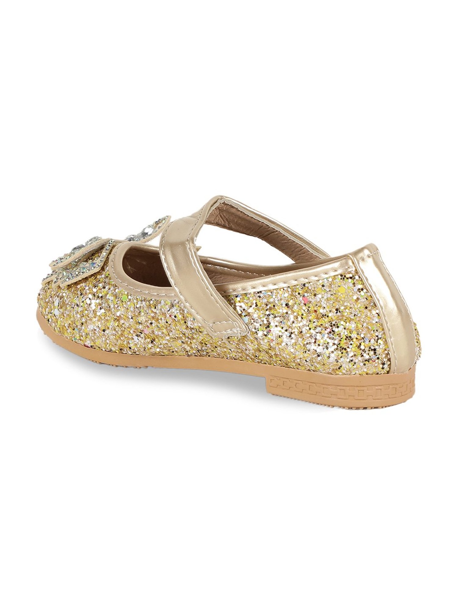 Passion Petals Kids Gold Mary Jane Shoes