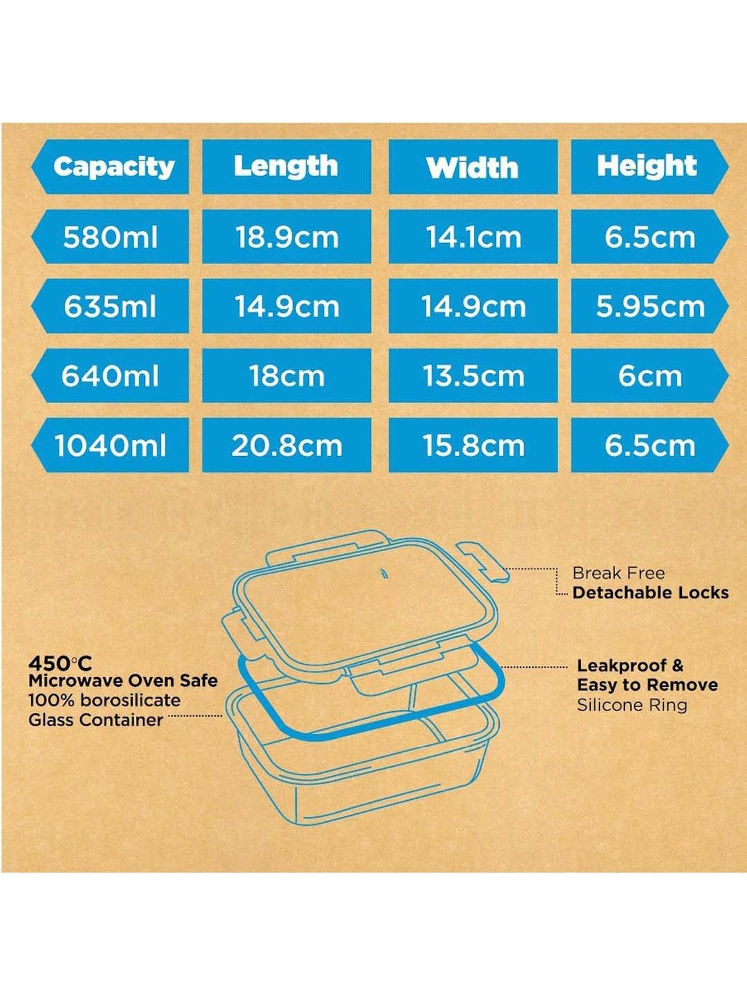 Allo Borosilicate Glass Containers with Lids Microwave Safe Container for Glass Storage Containers
