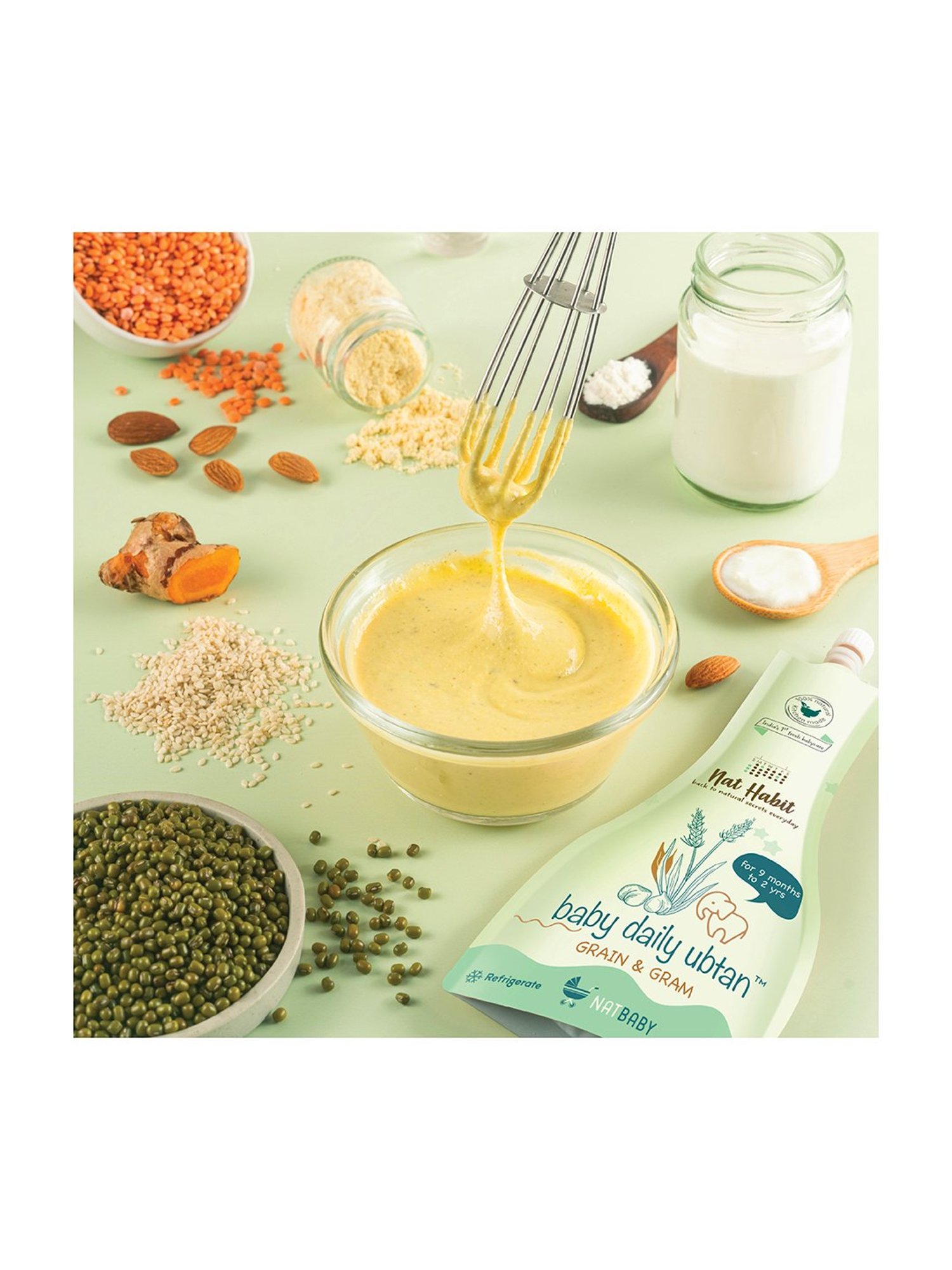 Nat Habit Grain & Gram Baby Daily Ubtan Body Scrub for 9 Months to 2 Years - 80 gm