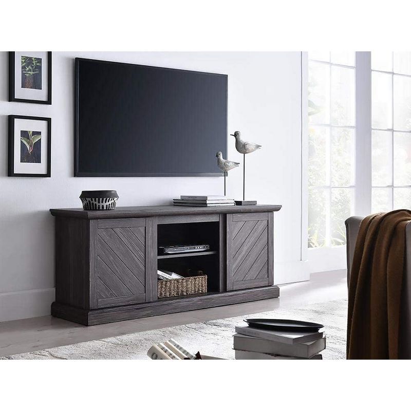 Rosemark 3 Door Media Credenza TV Stand for TVs up to 66" Gray - Treasure Trove Accents