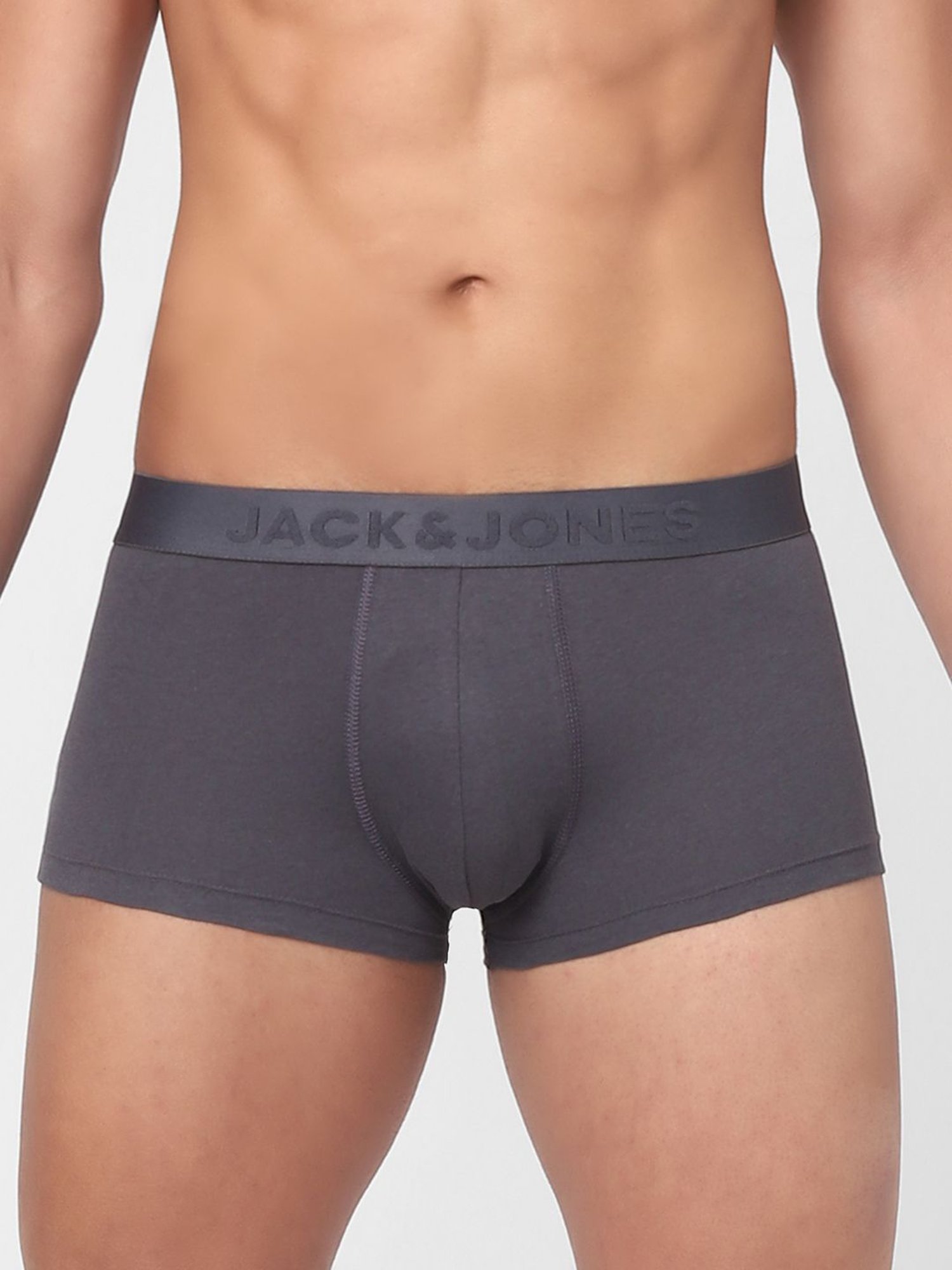 Jack & Jones Grey & Olive Regular Fit Trunks- Pack Of 2