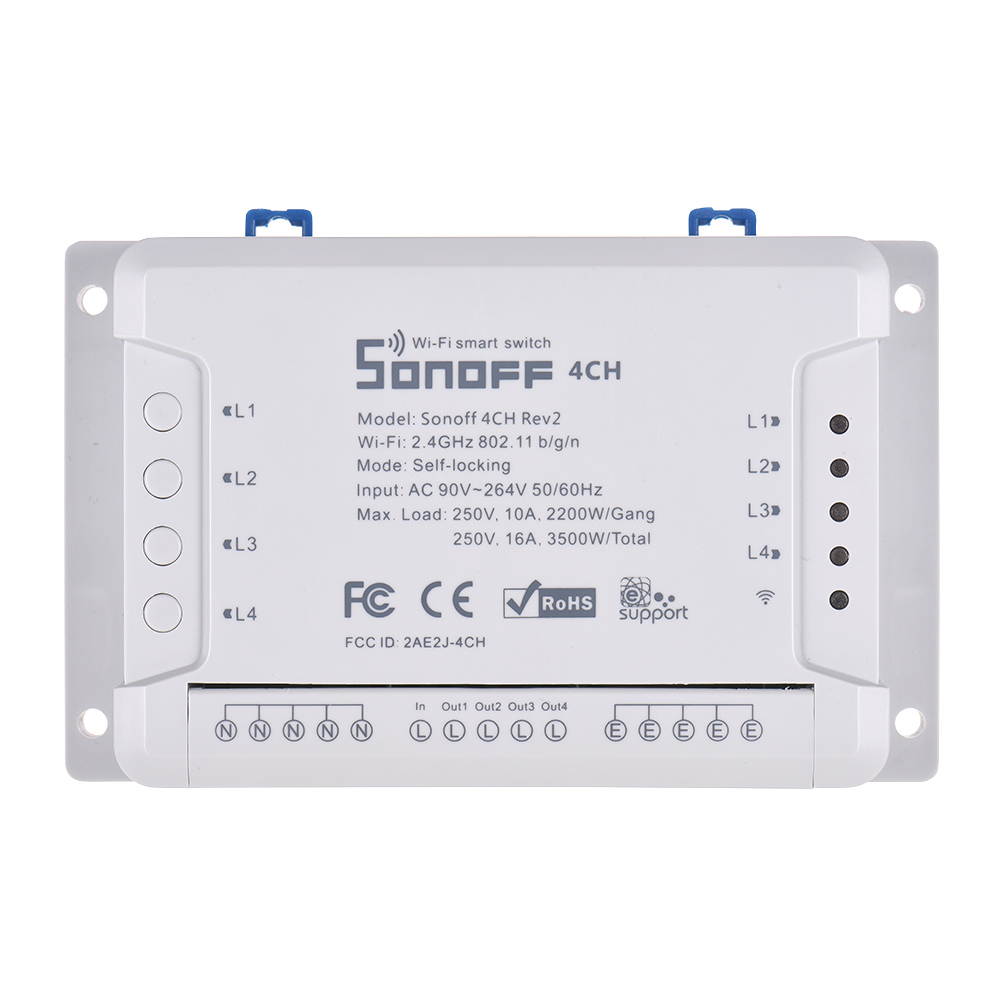Sonoff 4CH R2 Wifi Light Smart Switch 4 Gangs 4 Channels Electronic Switch iOS Android APP Control Compatible With Google Alexa Google Home
