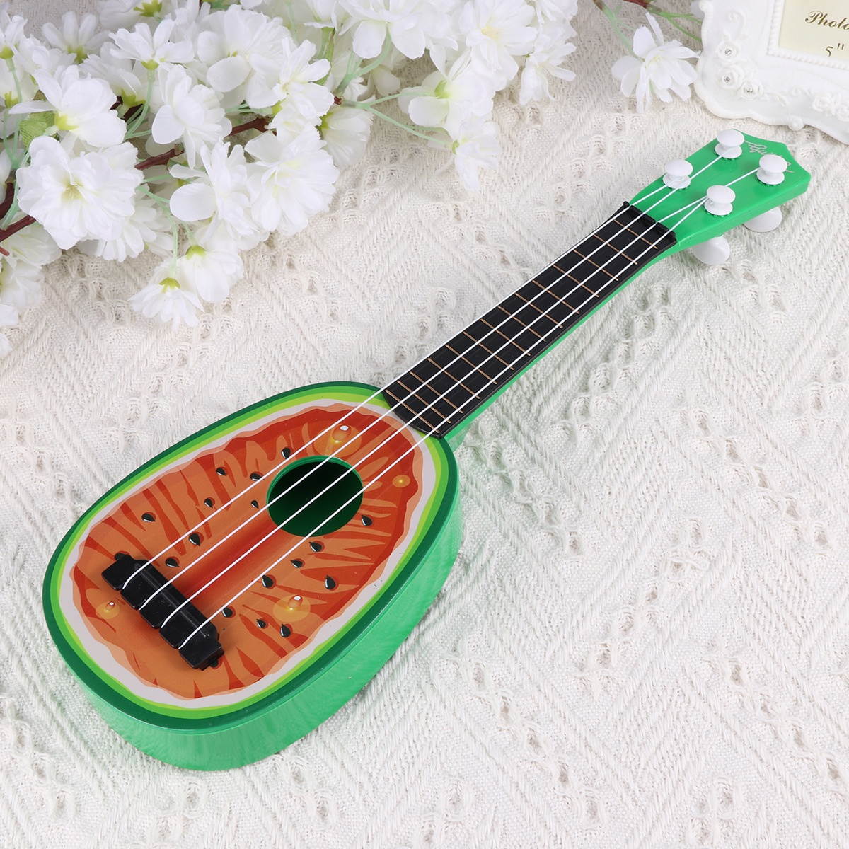 Kiwi Fruit Shape Ukulele Mini Musical Guitar Instrument Toy Childrens Educational Game Toys - Size L (Green)