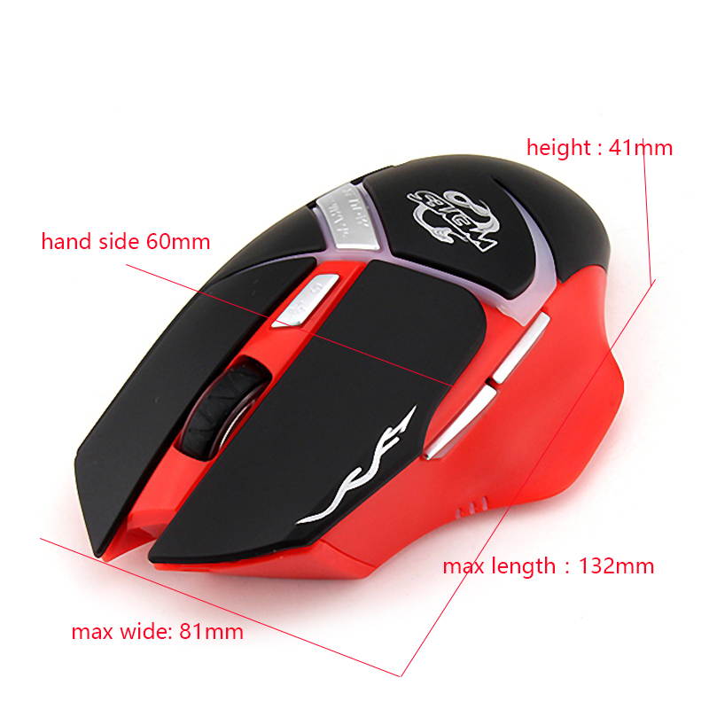 Wireless Mouse 8D Pro Gaming Mice Big Hands Computer Optical Mouse with LED Light