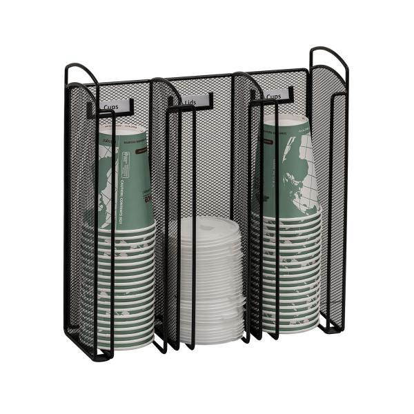 Safco Onyx Mesh Cup and Lid Holder, Black-BL