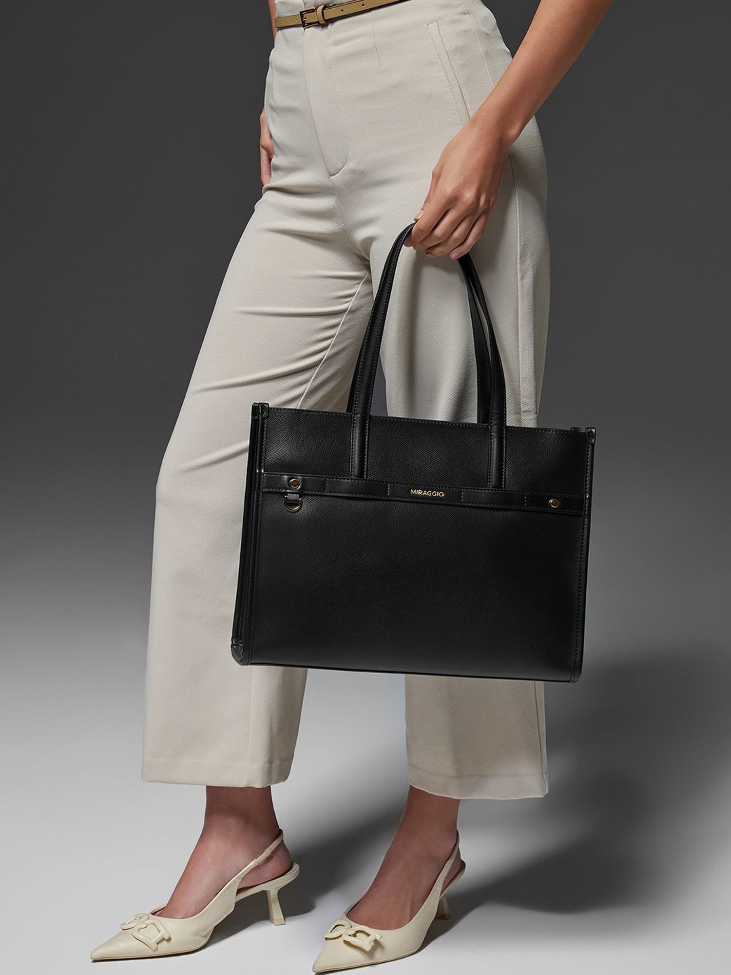 Miraggio Marcy Black Large Tote Bag