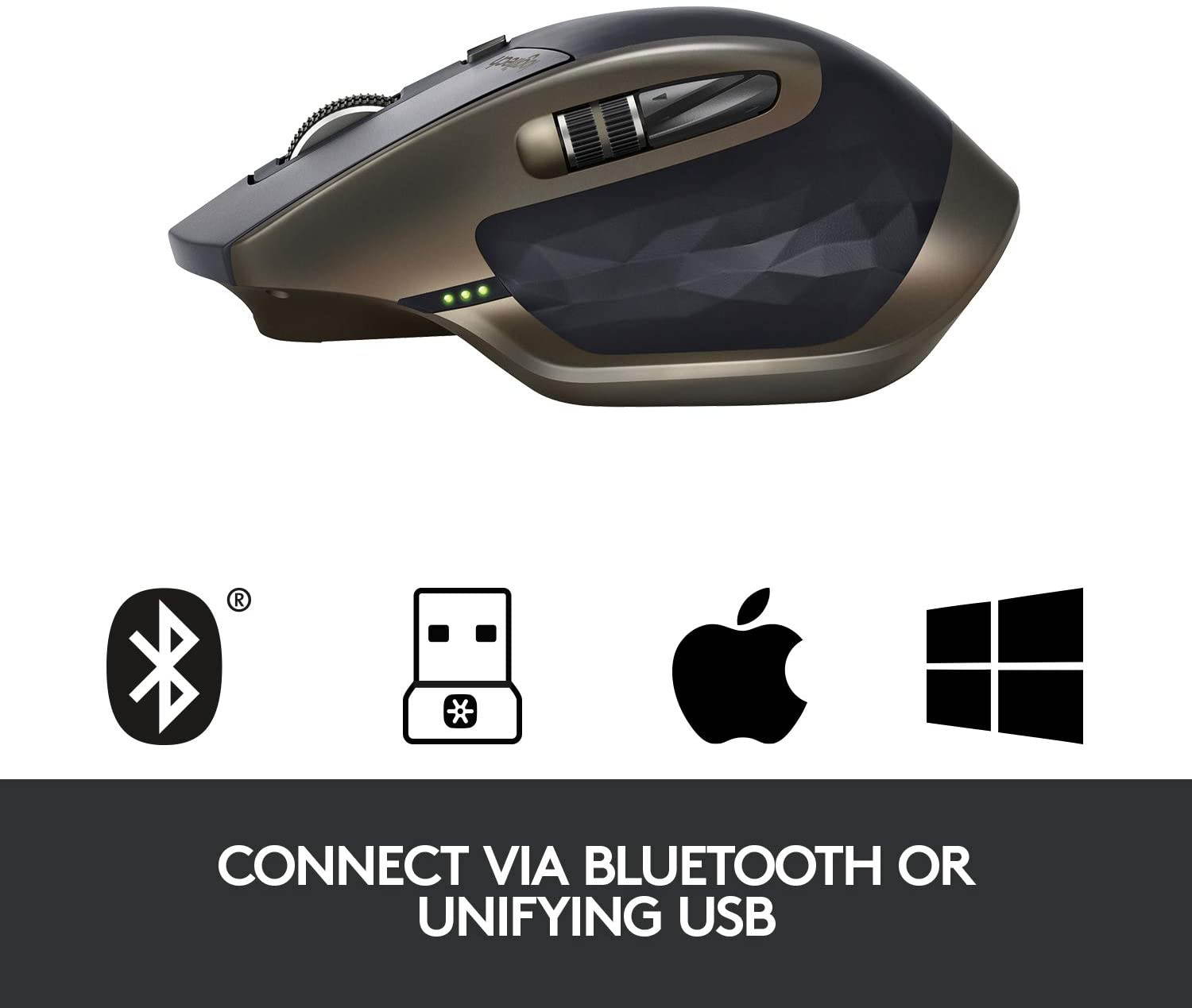 Logitech MX Master Wireless Mouse &ndash; High-precision Sensor, Speed-Adaptive Scroll Wheel, Easy-Switch up to 3 Devices - Meteorite Black