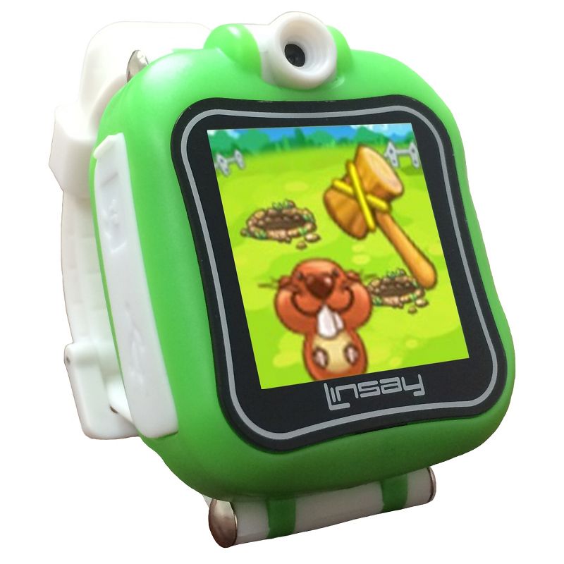 LINSAY 1.5" Kids Smartwatch 90 Degree Selfie Camera HD for Videos/Photos Learning Apps Green
