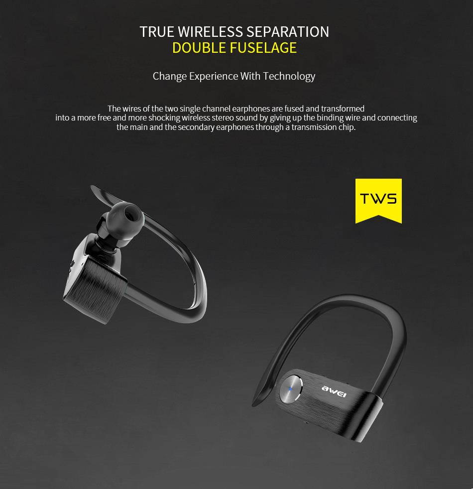 AWEI T2 Wireless Bluetooth Earphone TWS Stereo Headset Cordless Ecouteur for Phone Auriculares With Microphone Bluetooth V4.2 (Red)