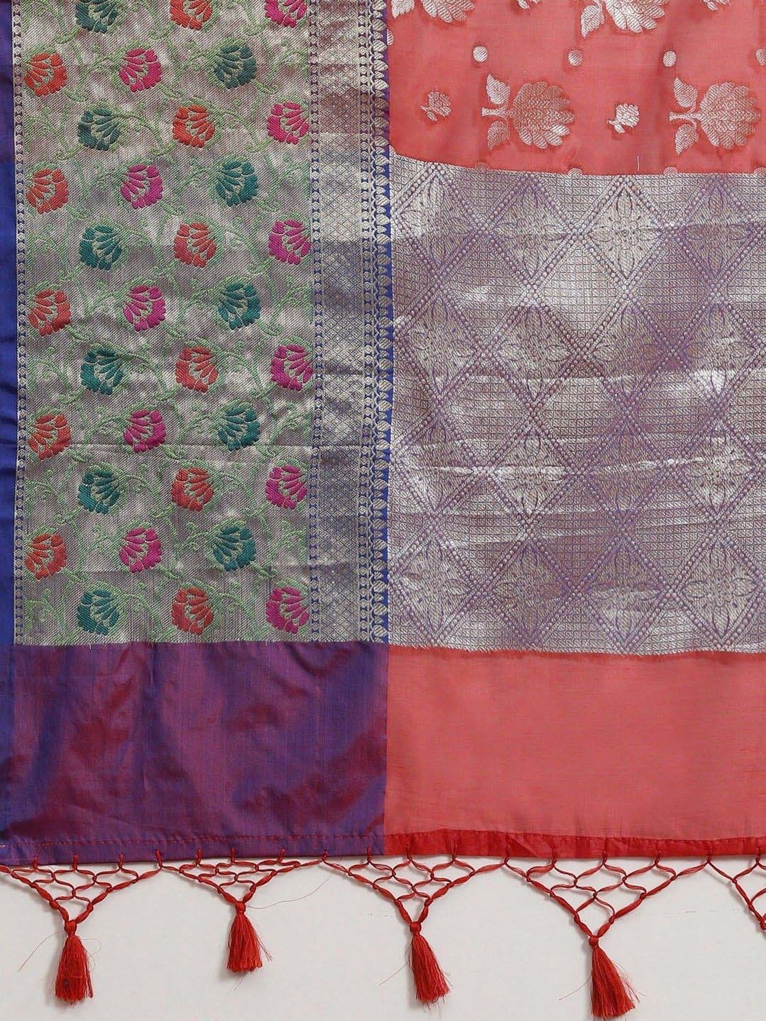 Silk Land Red Woven Saree With Unstitched Blouse