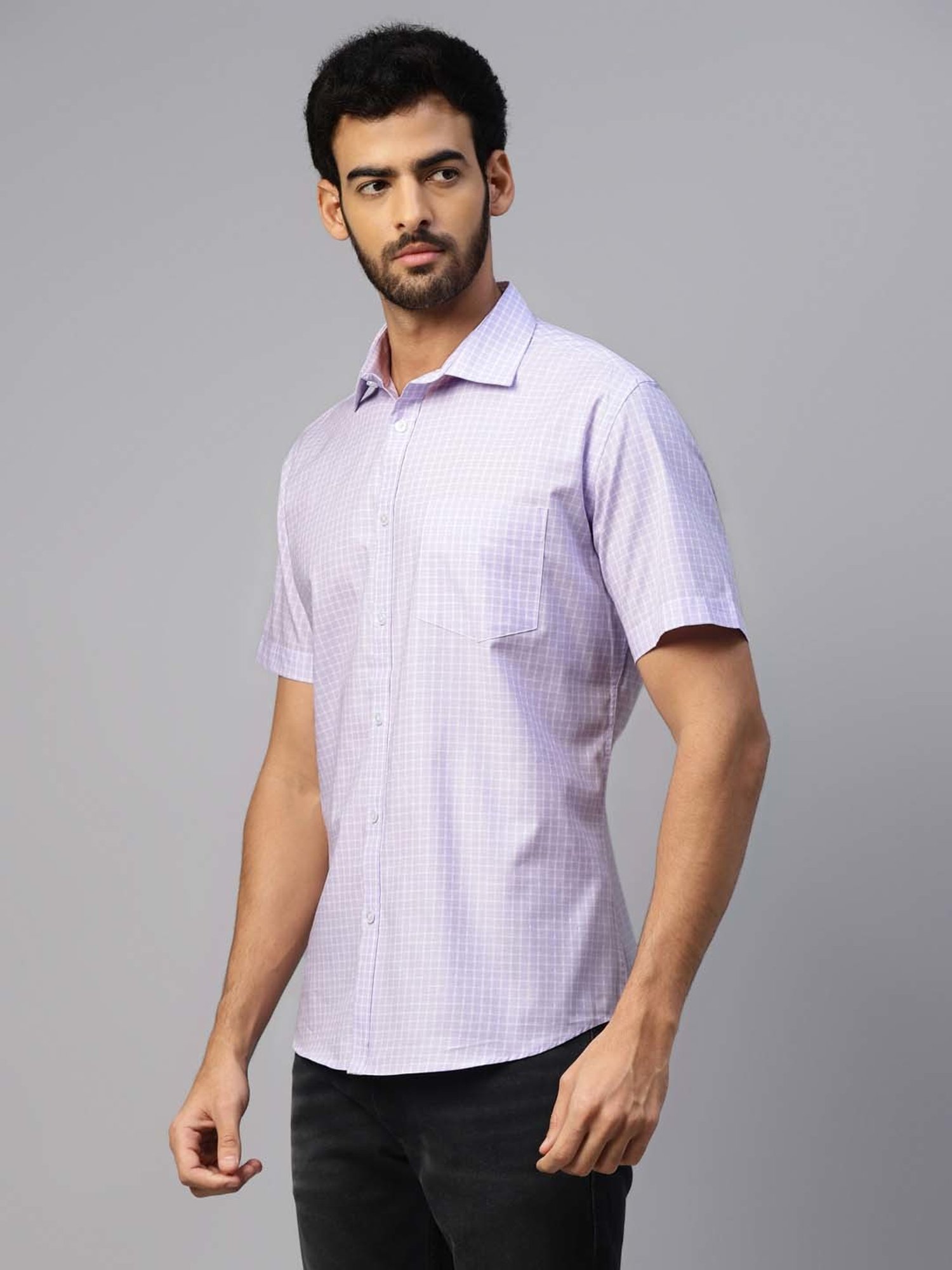 Don Vino Lavender Slim Fit Check Shirt