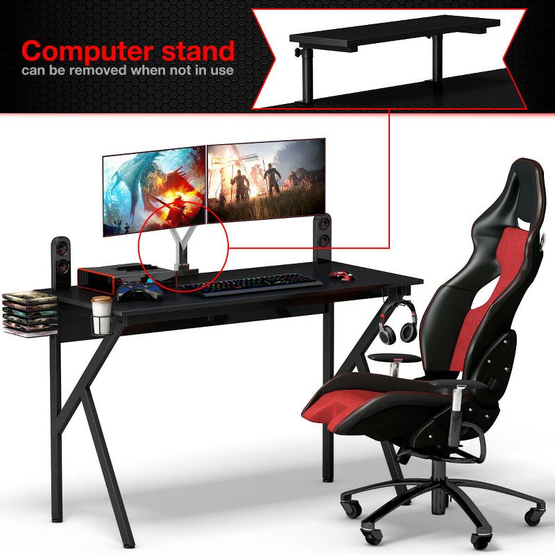 Costway Gaming Desk Computer Desk PC Table Workstation with Cup Holder & Headphone Hook