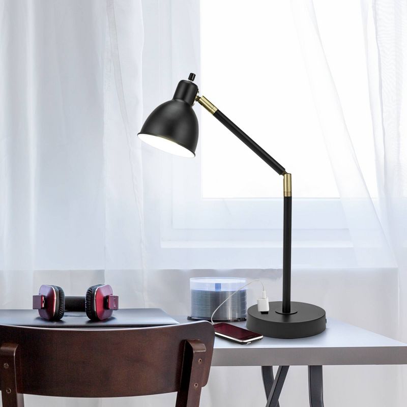 20.75" Adjustable Metal Desk Lamp with Accents Black - Cresswell Lighting