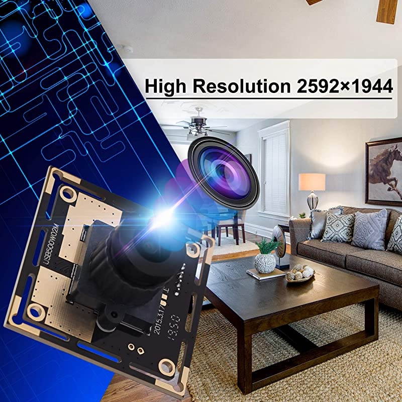 Megapixel USB Camera Module HD 292X1944 USB Webcamera with CMOS OV640 Sensor USB with Camera Machine Vision Mini Webcam for Windows Mac Andriod LinuxPlugampPlayOTG Camera 21mm Lens