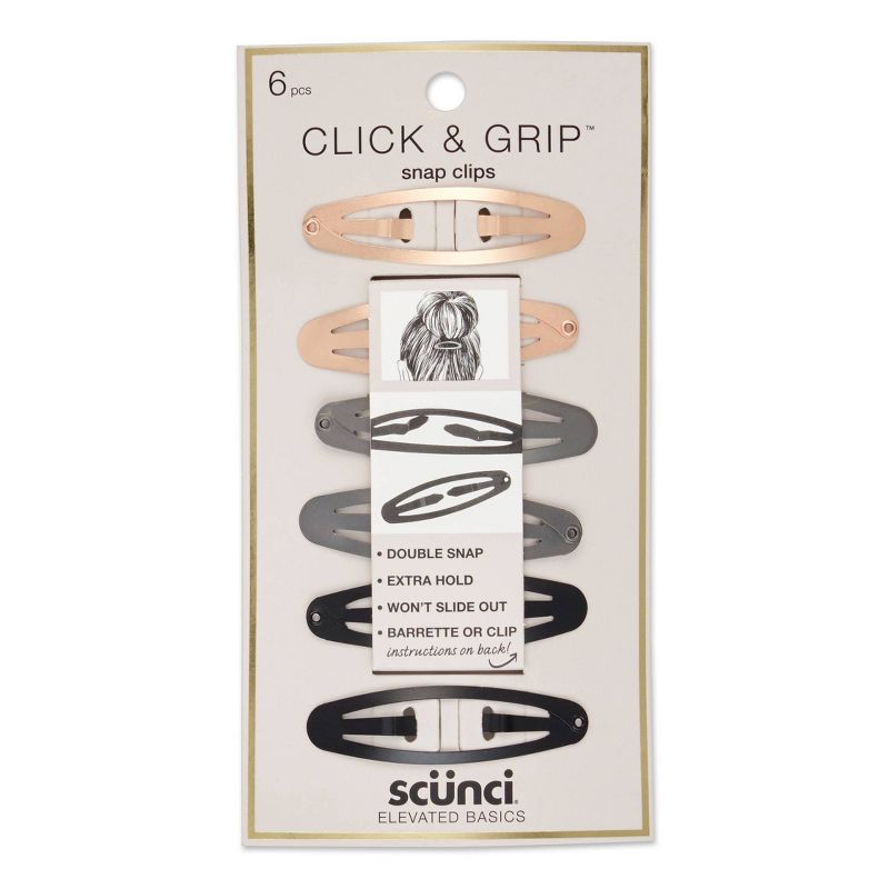 scunci Extra Hold Double Snap Clips - 6 ct