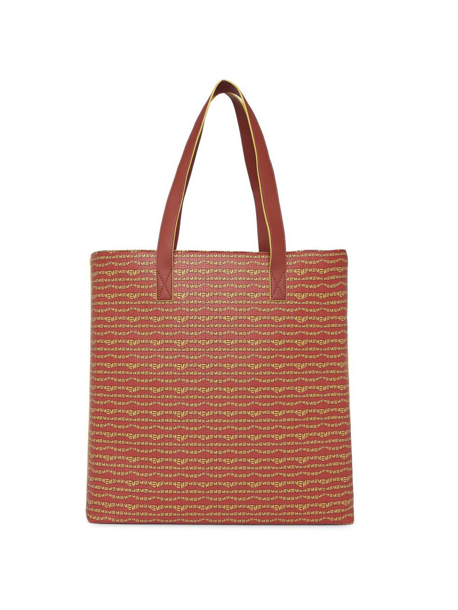 Eume Dragonfly Hot Sauce Red Leather Printed Tote Handbag with Pouch