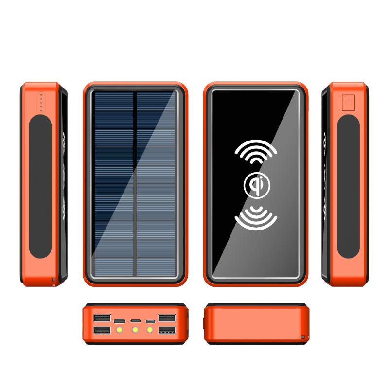 900000mAh  Qi Built-in Wireless Charge Power Bank Solar Mobile Power 4usb Charger 9V4A External Battery Bank