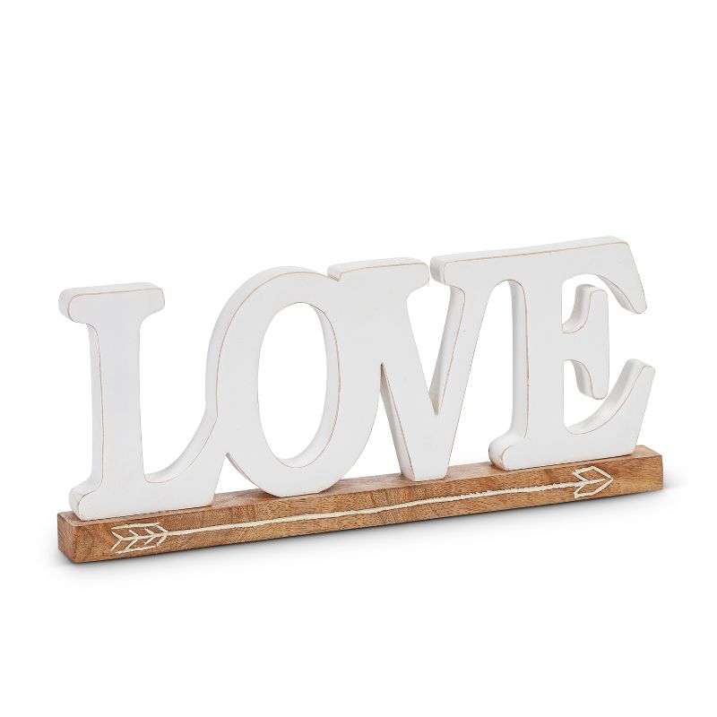 Lone Elm Studios Set of 2 White Mango Wood "Home" and "Love" Signs