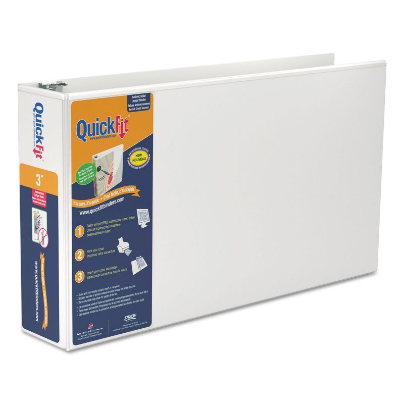 Stride QuickFit Ledger D-Ring View Binder 3" Capacity 11 x 17 White 94050