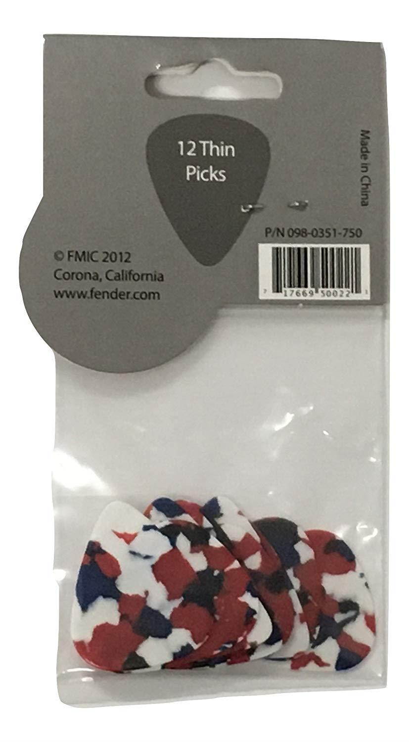 Fender Classic Celluloid 12 Pack Picks - Confetti - Thin