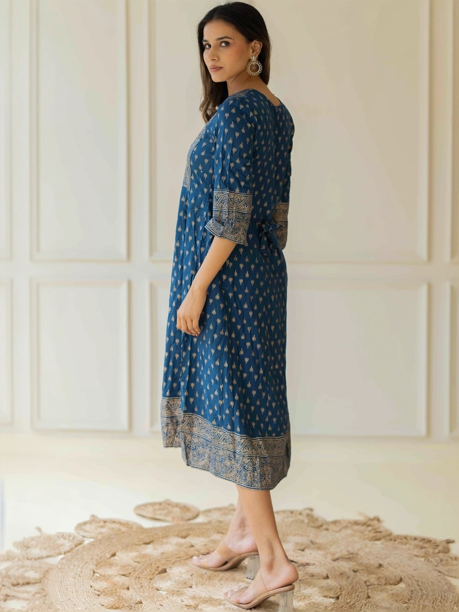 MIRCHI FASHION Blue Cotton Printed A-Line Dress