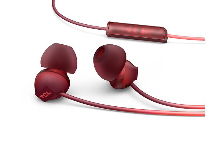TCL Sunset Orange In-ear Headphones with Mic - SOCL300OR - Stereo - Wired - 28 Ohm - 10 Hz - 23 kHz - Earbud - Binaural - In-ear - Sunset Orange, Translucent