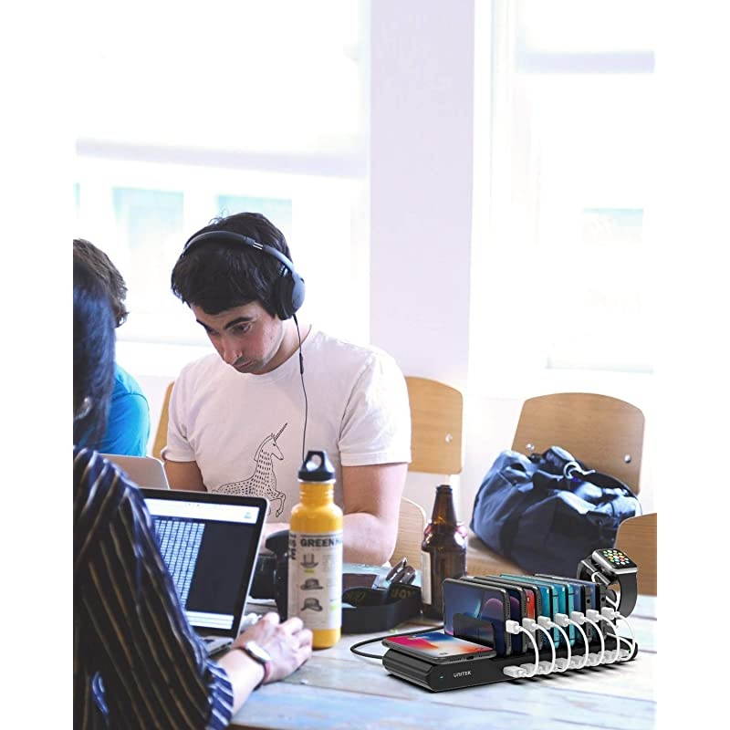 Wireless Charging Station for Multiple Devices15W Wireless Charger with 8Port Charging Dock Organizer Stand for iPhone iPad Samsung Android Phone Tablet