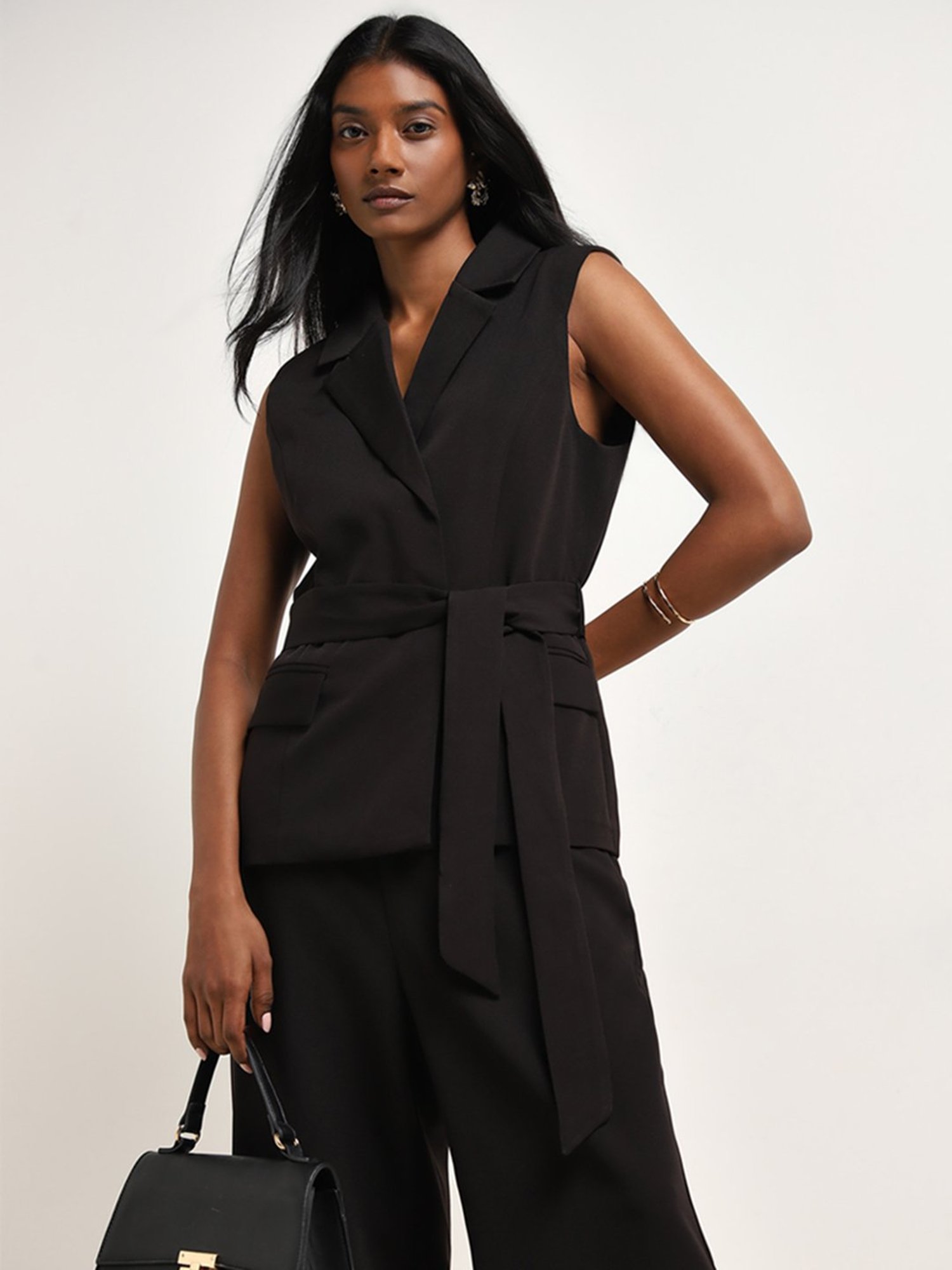 Wardrobe by Westside Black Wrap-Over Blazer with Belt