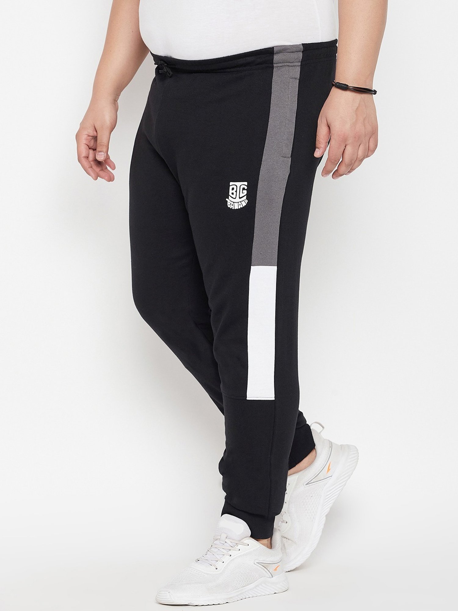 Bigbanana Black Regular Fit Colour Block Joggers