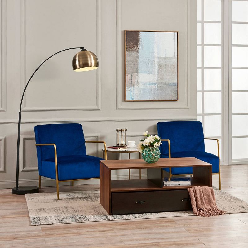 Henry Coffee Table with Faux Leather Handle Walnut/Black - Versanora