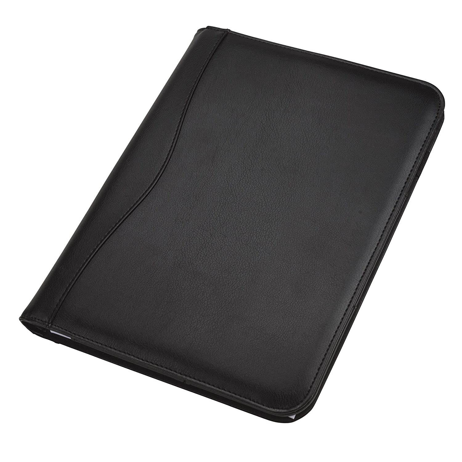 Samsill Executive Padfolio with Spine Accent - Resume Portfolio/Business Portfolio with Secure Zippered Closure, 10.1-inch Tablet Sleeve, Expandable Document Organizer & Writing Pad, Black