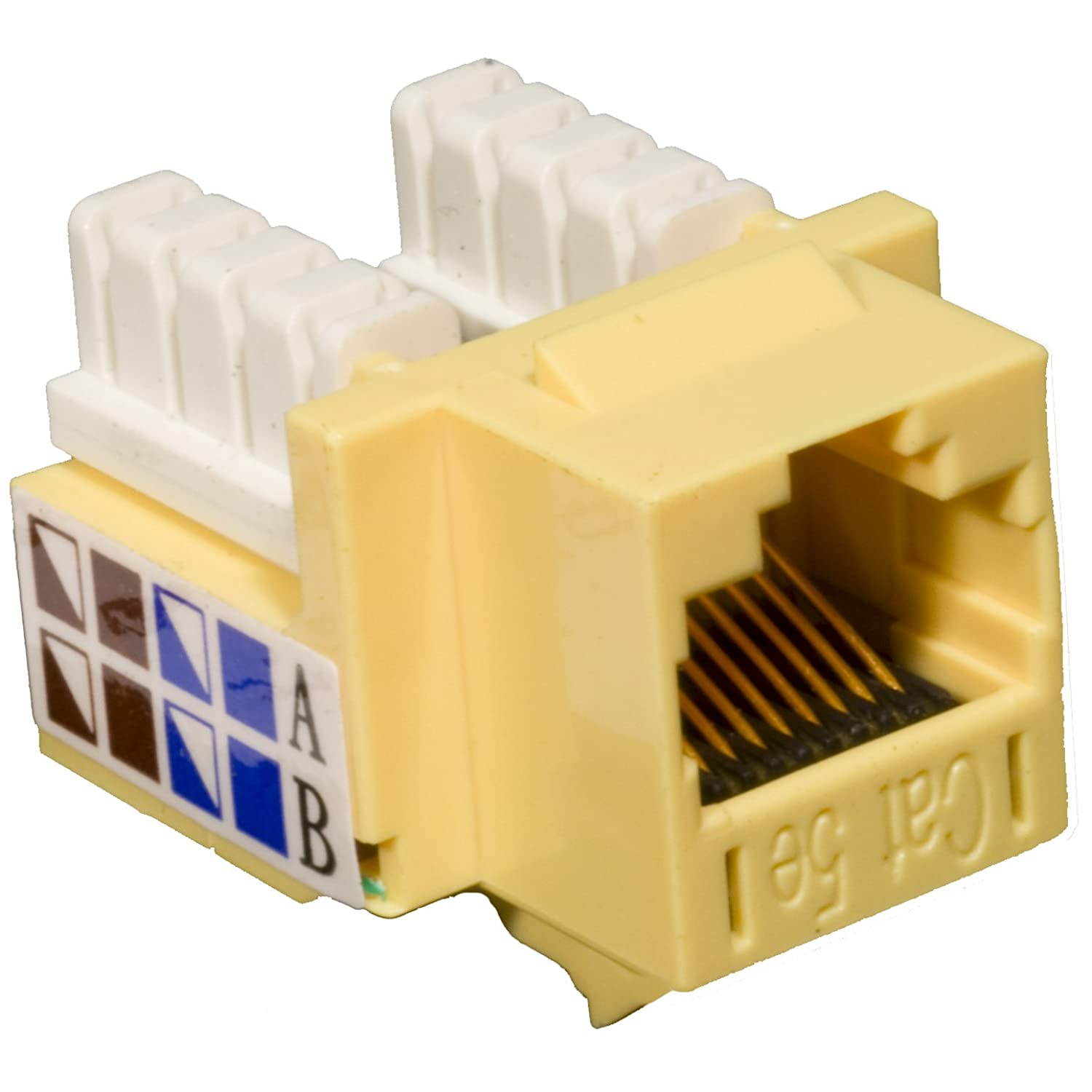 Morris 88024 Cat5E (RJ45) Unshielded Keystone Jack, Yellow