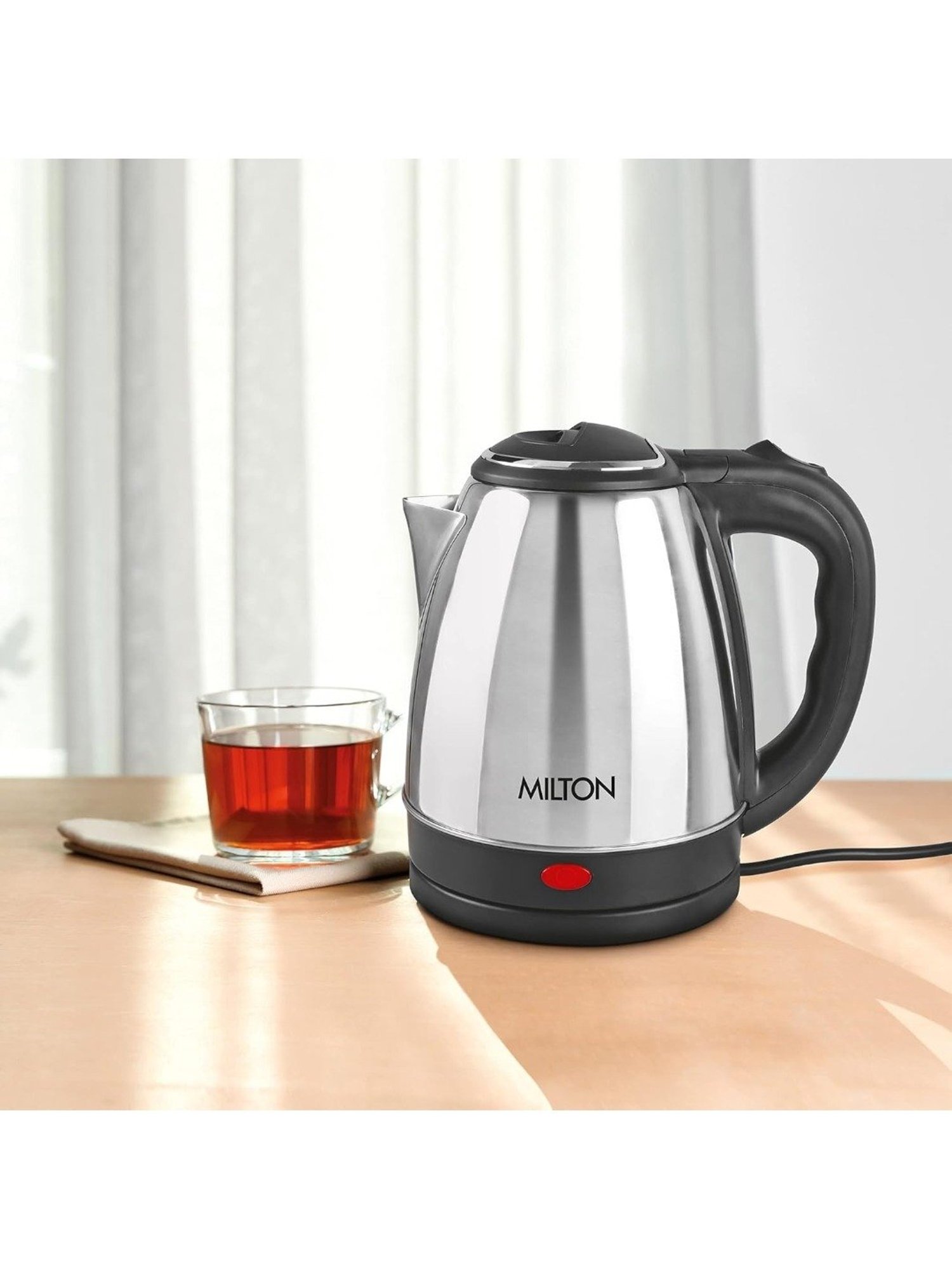 Milton Euroline Go Electro 1.2 Stainless Steel Electric Kettle 1500W with Power Indicator (Silver)