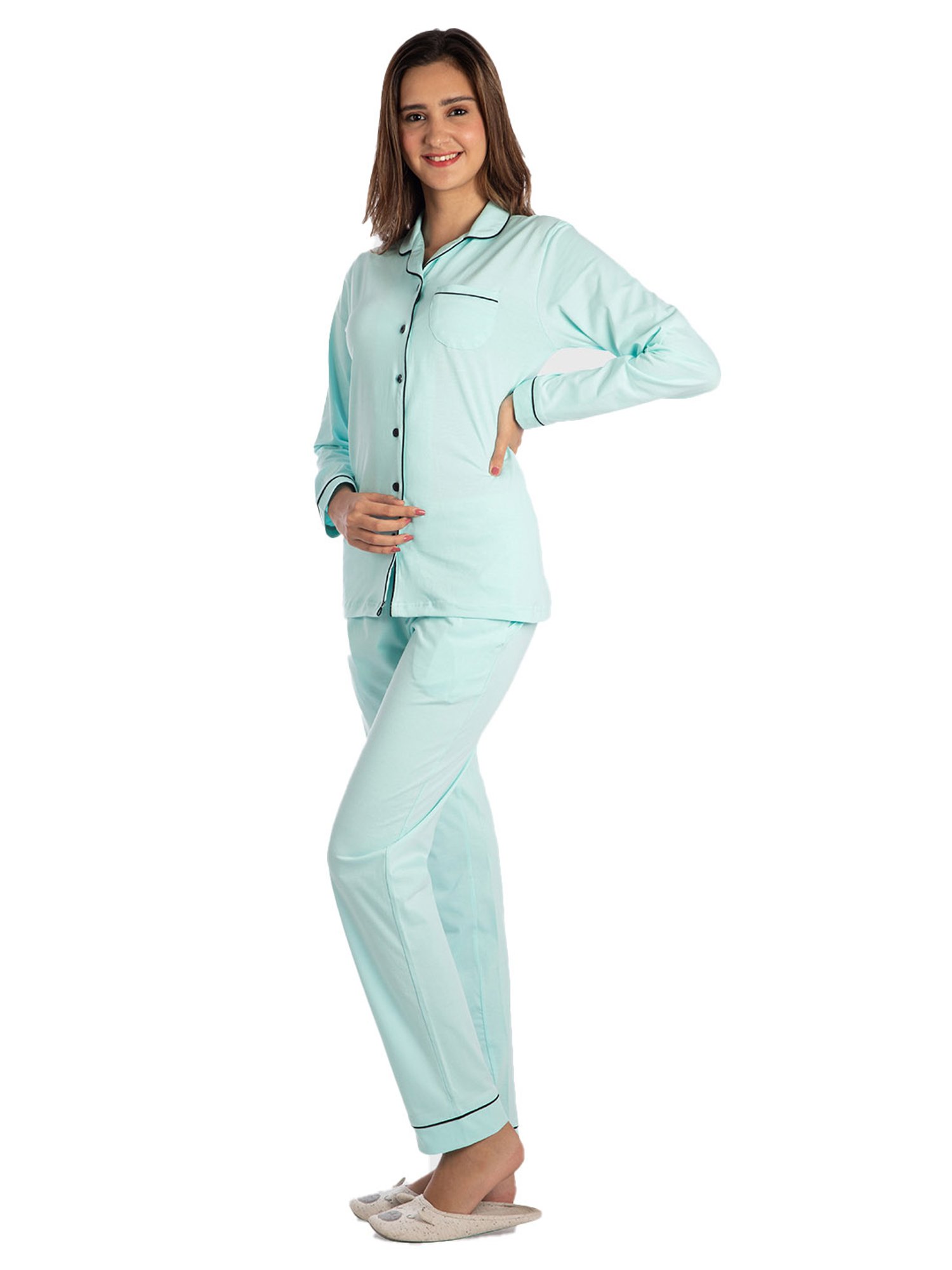 Nite Flite Blue Cotton Shirt With Pyjamas