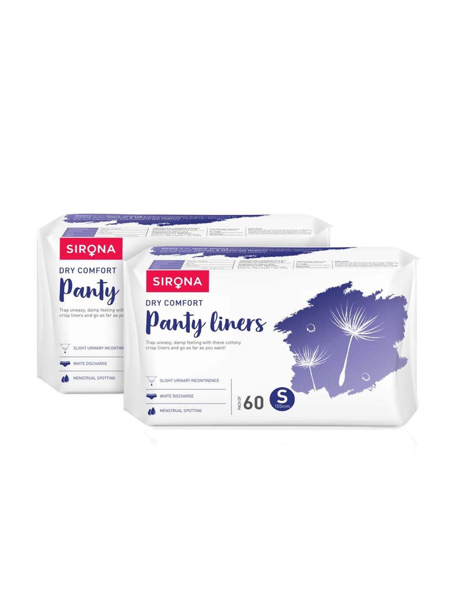 Sirona Dry Comfort Panty Liners Small - 120 Counts