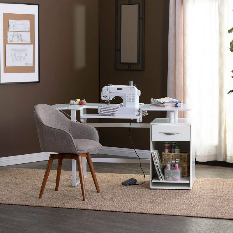 Pro-Line Sewing Table with Side Panel White - Sew Ready