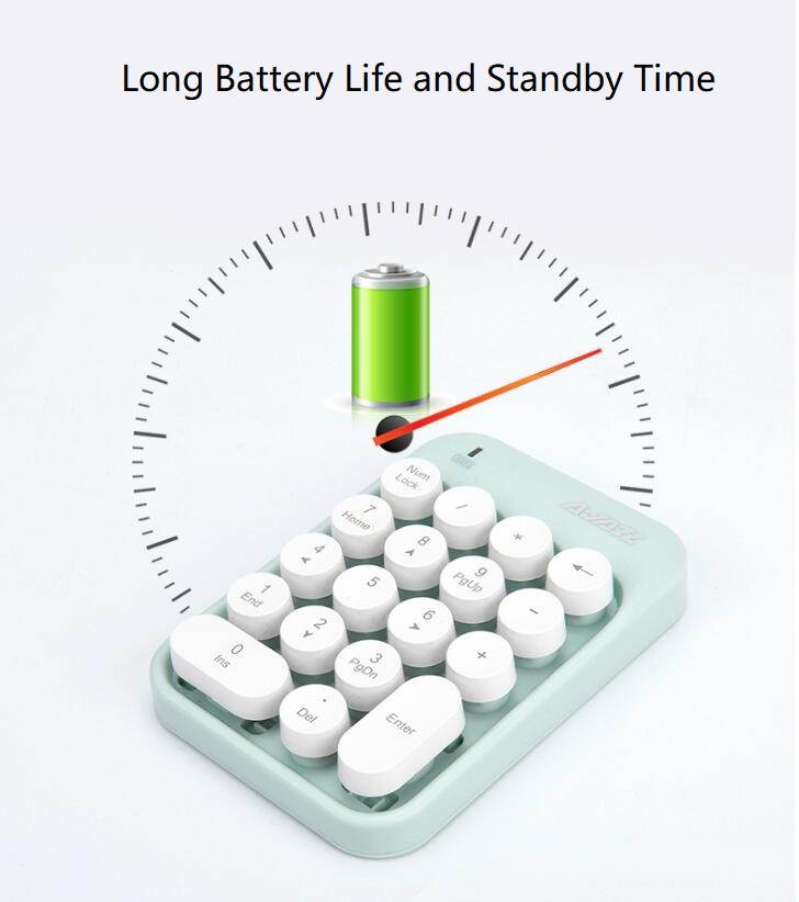 Ajazz AK18 2.4G Wireless Numeric Keypad 18-Key Retro Typewriter Round Keycap - White
