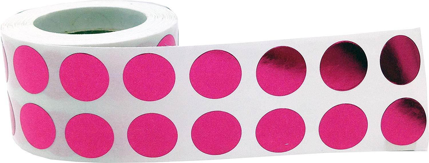 Metallic Rose Circle Dot Stickers, 1/2 Inch Round, 1000 Labels on a Roll