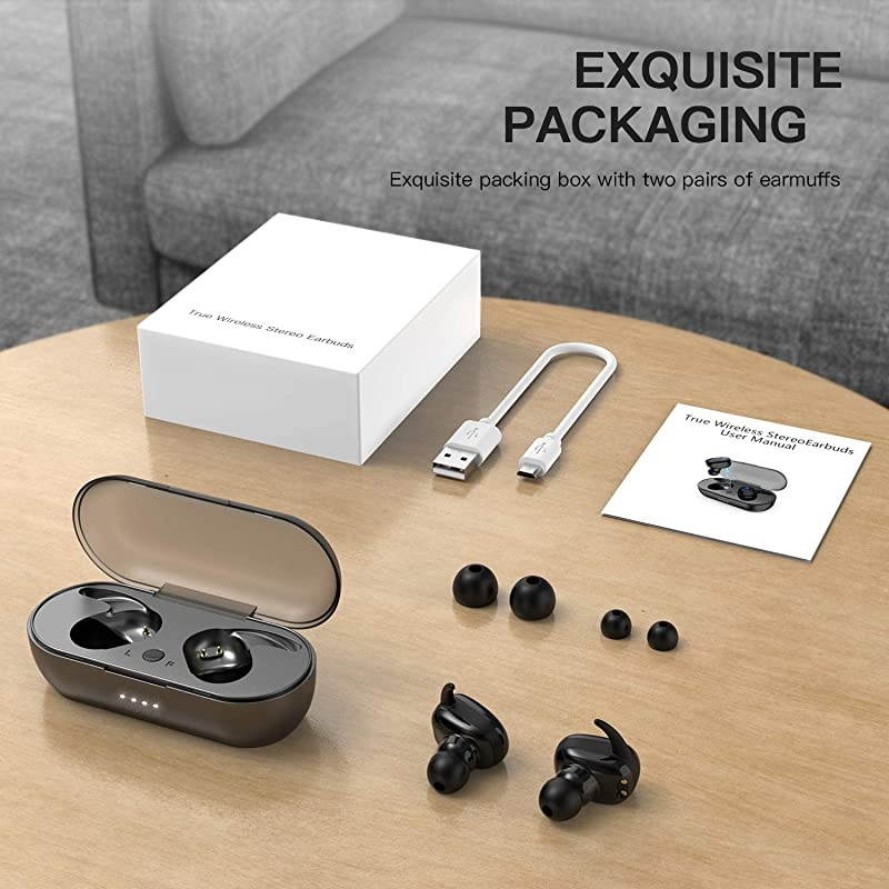Earbuds Bluetooth 50 Headphones inEar SweatProof Stereo Earphones with Portable Charging Case Mic